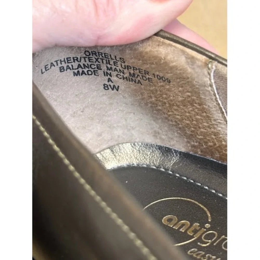 Easy Spirit Anti-Gravity Orrells Bronze Metallic Wedge Loafers Womens 8W Wide